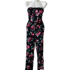 Ambiance bandeau top romper black floral woman size L